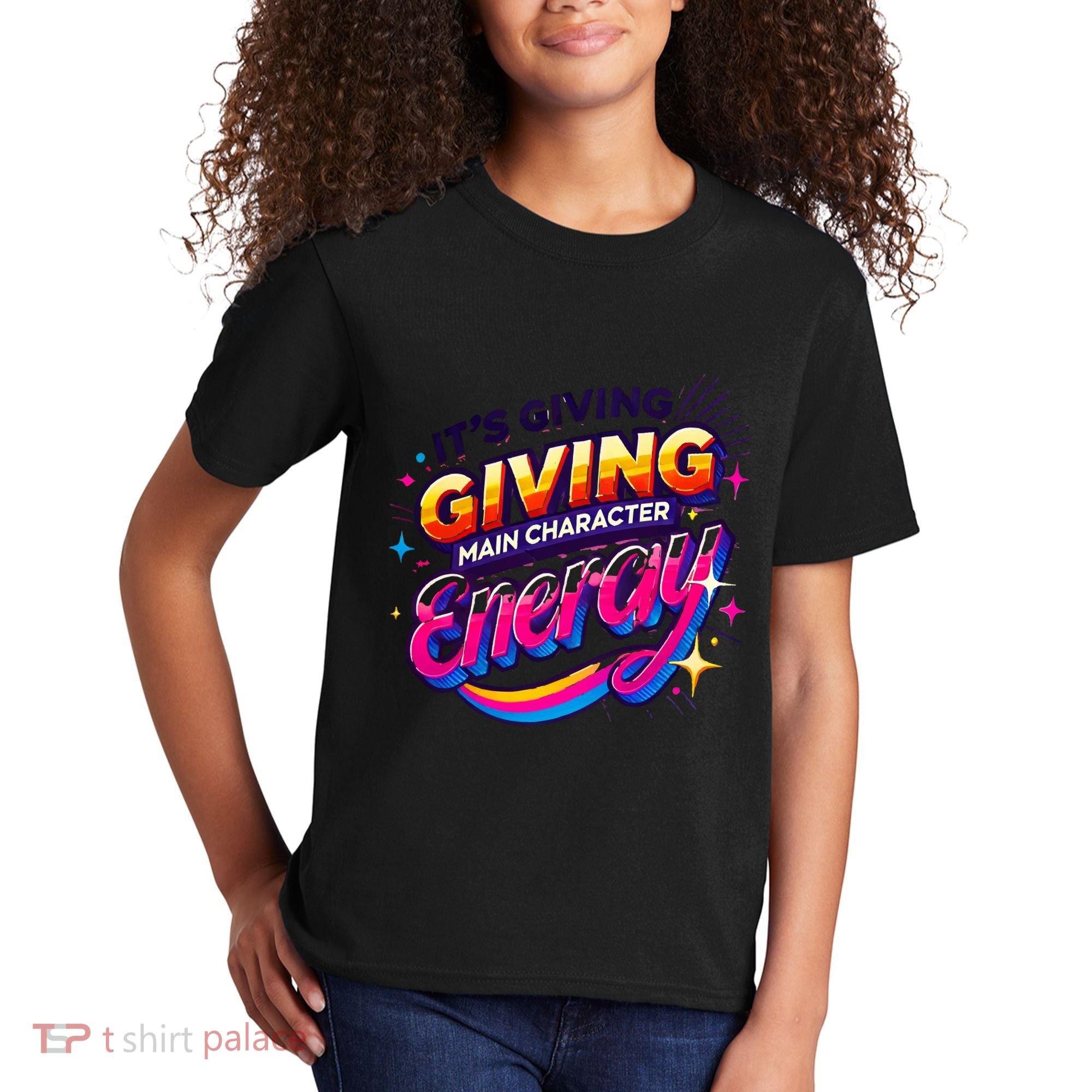 Its Giving Main Character Energy Viral Tiktok Phrase Motivational Self Empower Kids T-Shirt