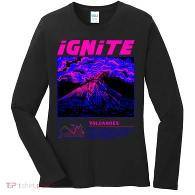 Ignite Volcano Illustration Women's Long Sleeve Shirt