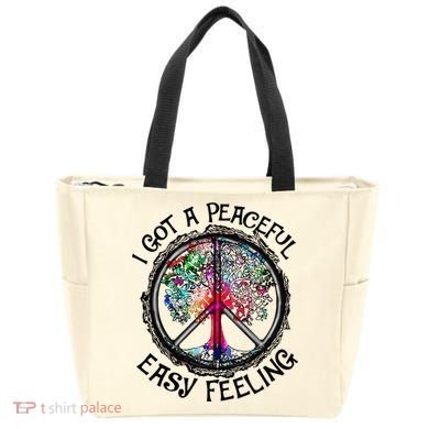 I Got Peaceful Easy Feeling Hippie Peaceful Tote Bag