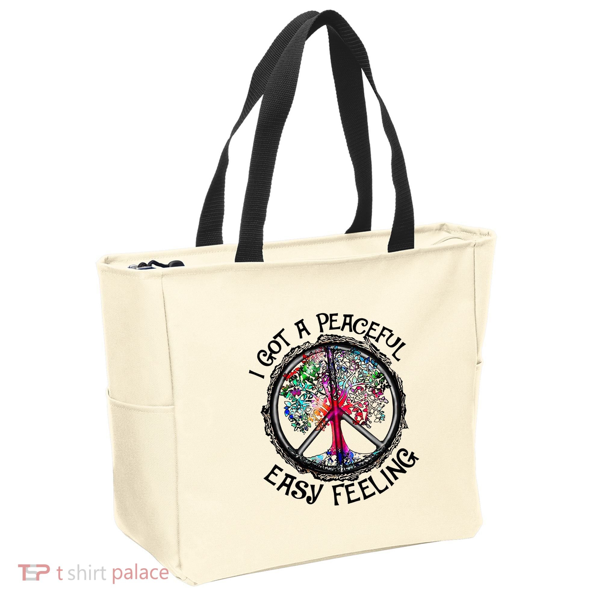 I Got Peaceful Easy Feeling Hippie Peaceful Tote Bag