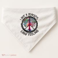 I Got Peaceful Easy Feeling Hippie Peaceful USA-Made Doggie Bandana thumb 0