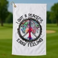 I Got Peaceful Easy Feeling Hippie Peaceful Golf Towel thumb 1