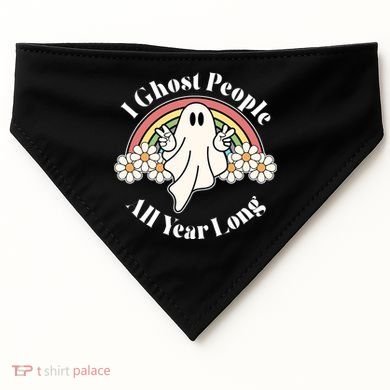 I Ghost People All Year Long Halloween Rainbow USA-Made Doggie Bandana