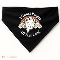 I Ghost People All Year Long Halloween Rainbow USA-Made Doggie Bandana thumb 0