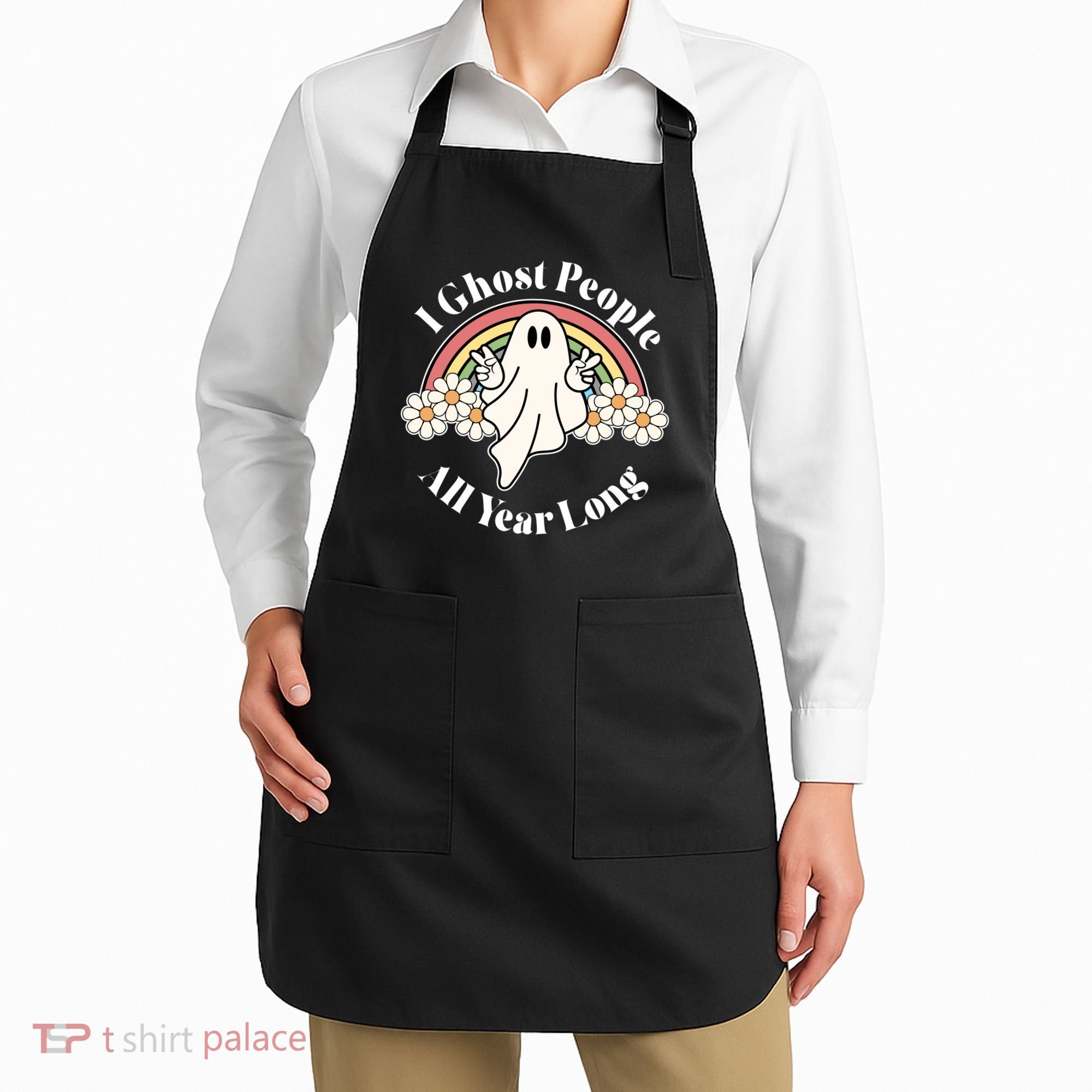 I Ghost People All Year Long Halloween Rainbow Apron