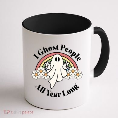 I Ghost People All Year Long Halloween Rainbow Coffee Mug back