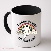 I Ghost People All Year Long Halloween Rainbow Coffee Mug thumb 0