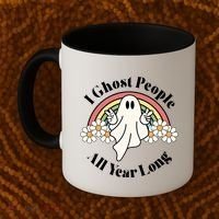 I Ghost People All Year Long Halloween Rainbow Coffee Mug thumb 2