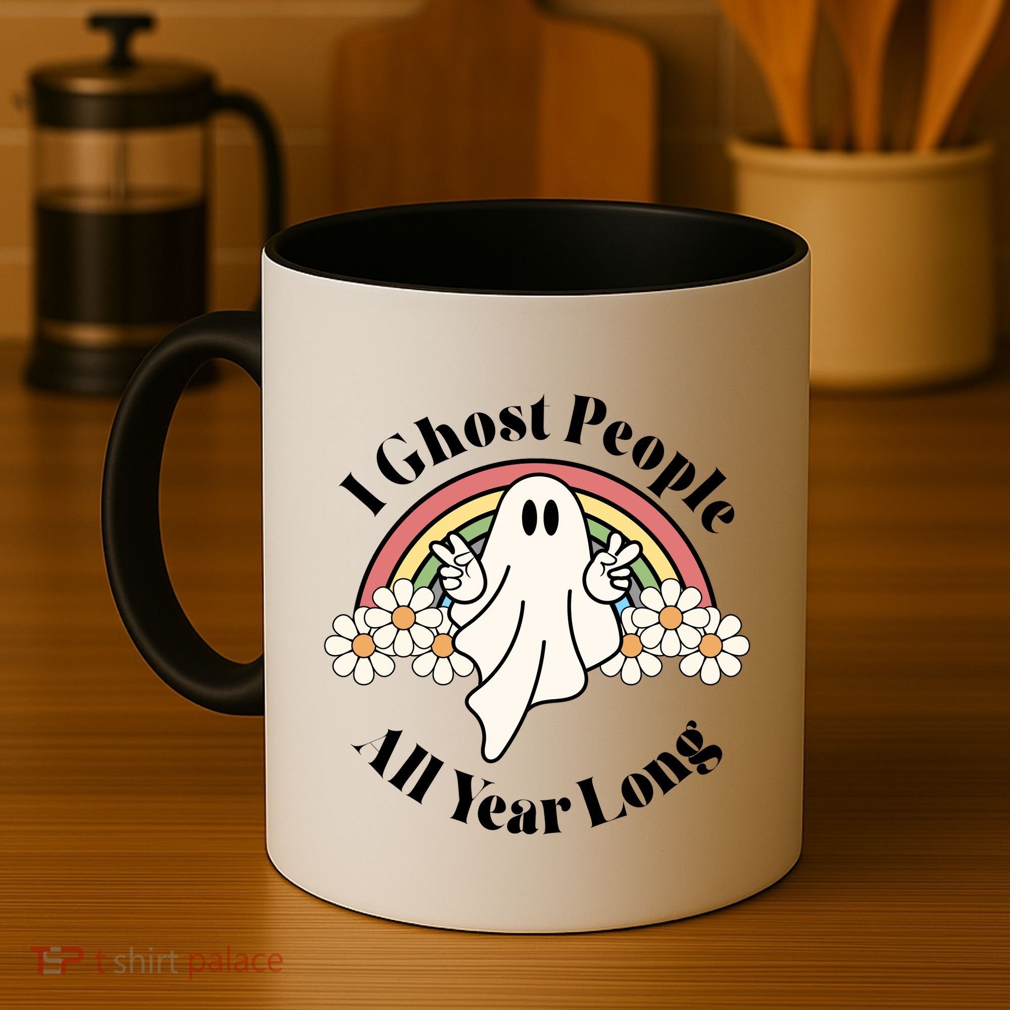 I Ghost People All Year Long Halloween Rainbow Coffee Mug