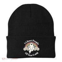 I Ghost People All Year Long Halloween Rainbow Beanie thumb 0