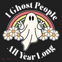 I Ghost People All Year Long Halloween Rainbow Beanie thumb 2