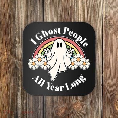 I Ghost People All Year Long Halloween Rainbow Coaster