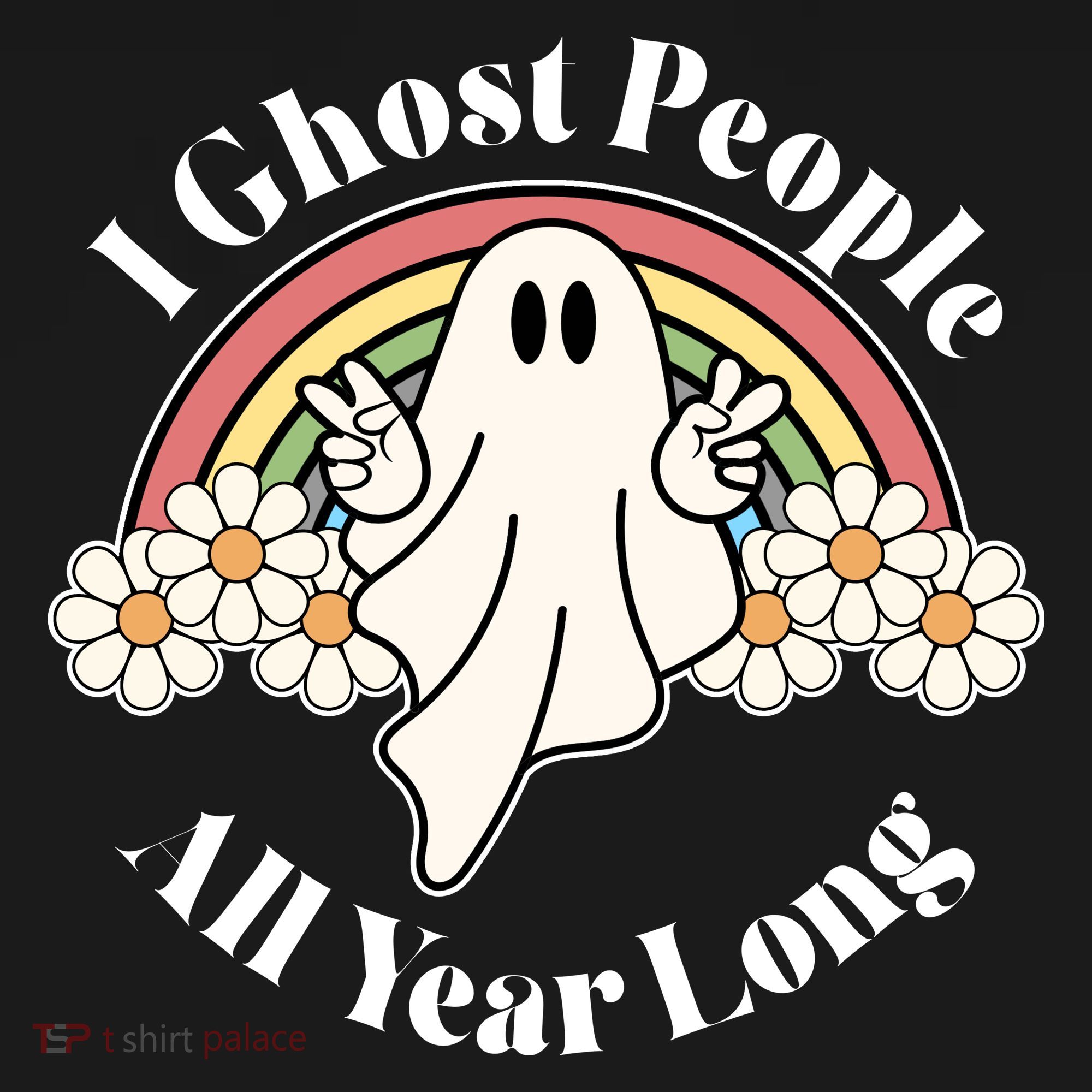 I Ghost People All Year Long Halloween Rainbow Coaster