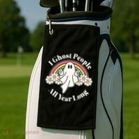 I Ghost People All Year Long Halloween Rainbow Golf Towel thumb 2