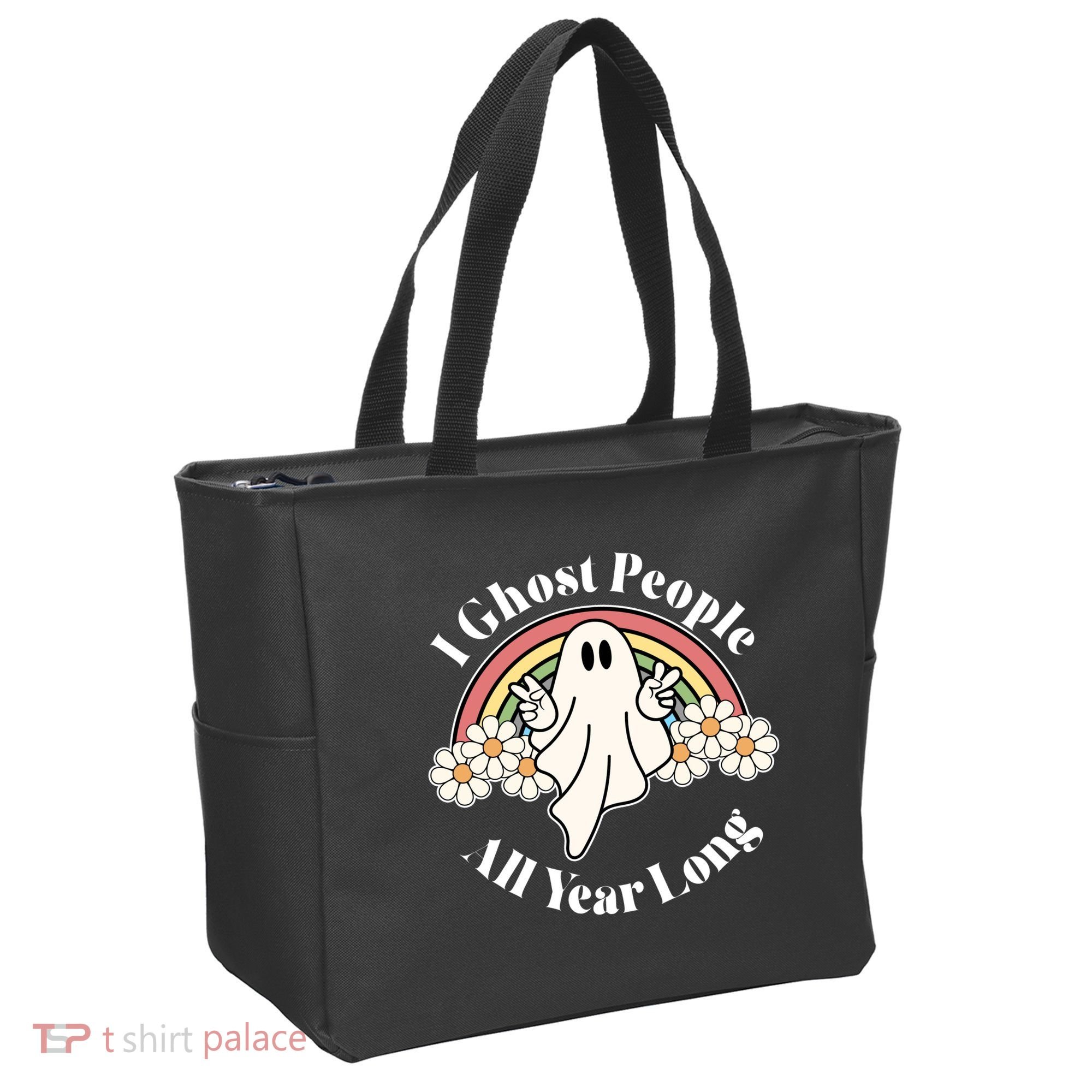 I Ghost People All Year Long Halloween Rainbow Tote Bag