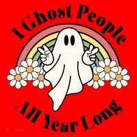 I Ghost People All Year Long Halloween Rainbow Santa Hat thumb 1