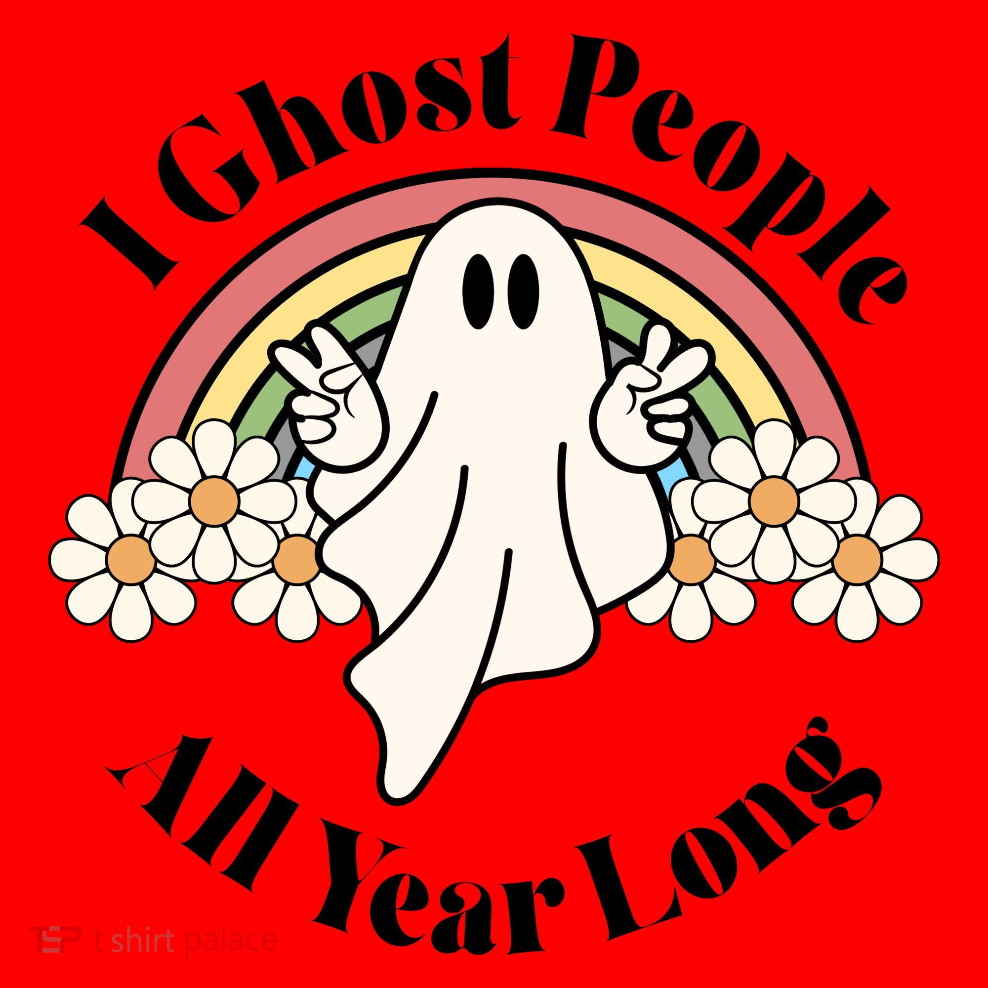 I Ghost People All Year Long Halloween Rainbow Santa Hat