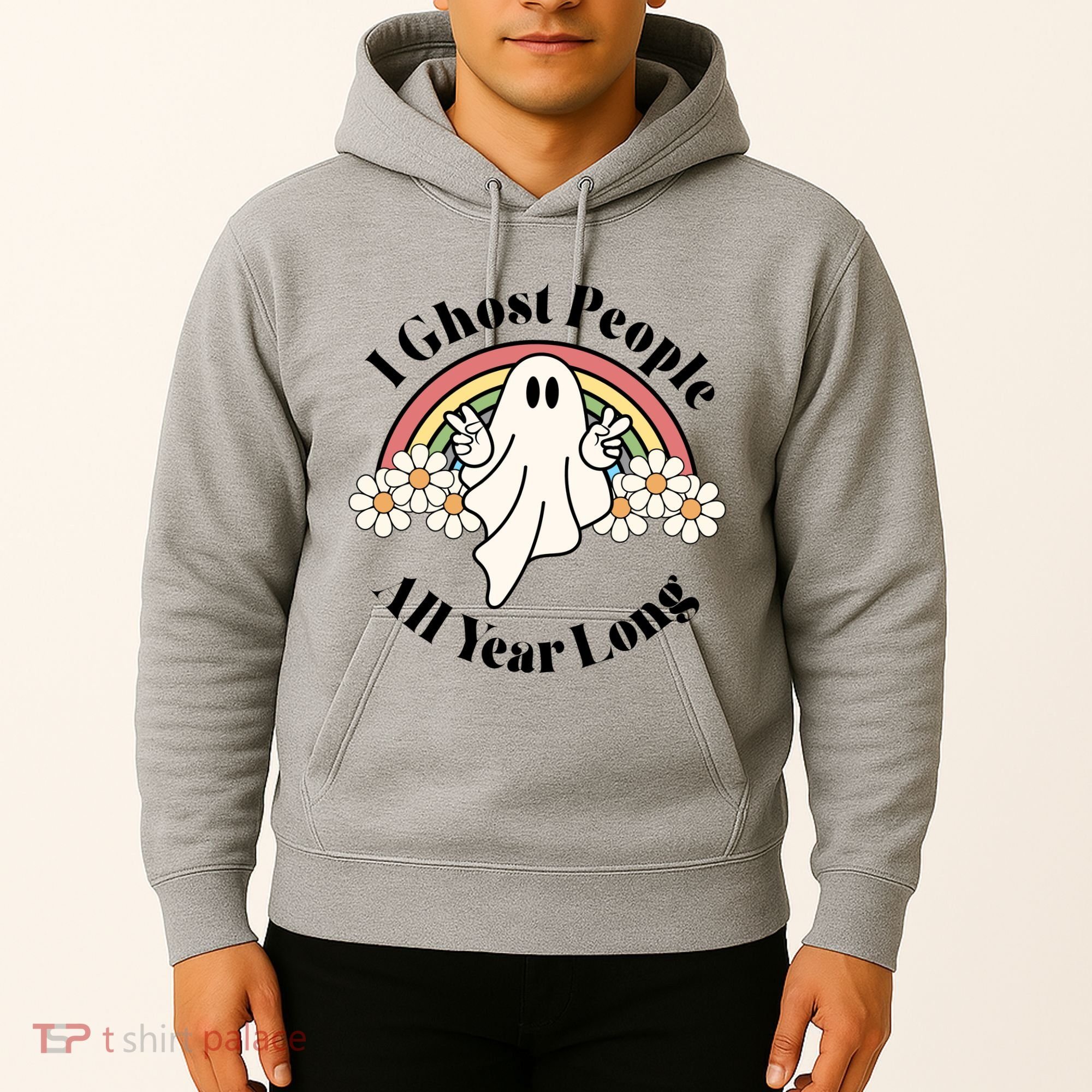 I Ghost People All Year Long Halloween Rainbow Hoodie