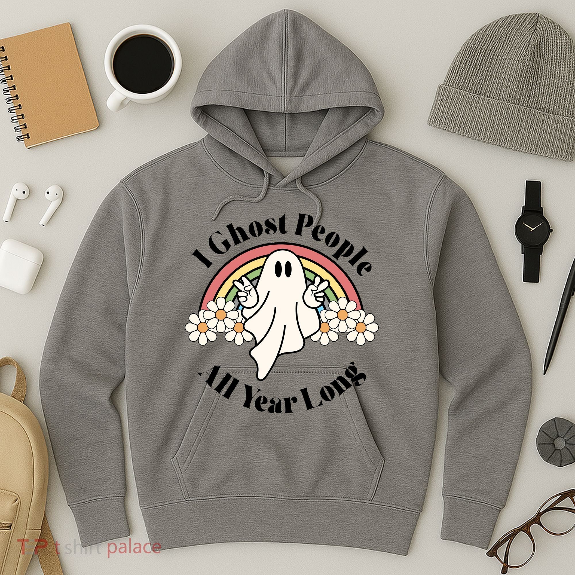 I Ghost People All Year Long Halloween Rainbow Hoodie