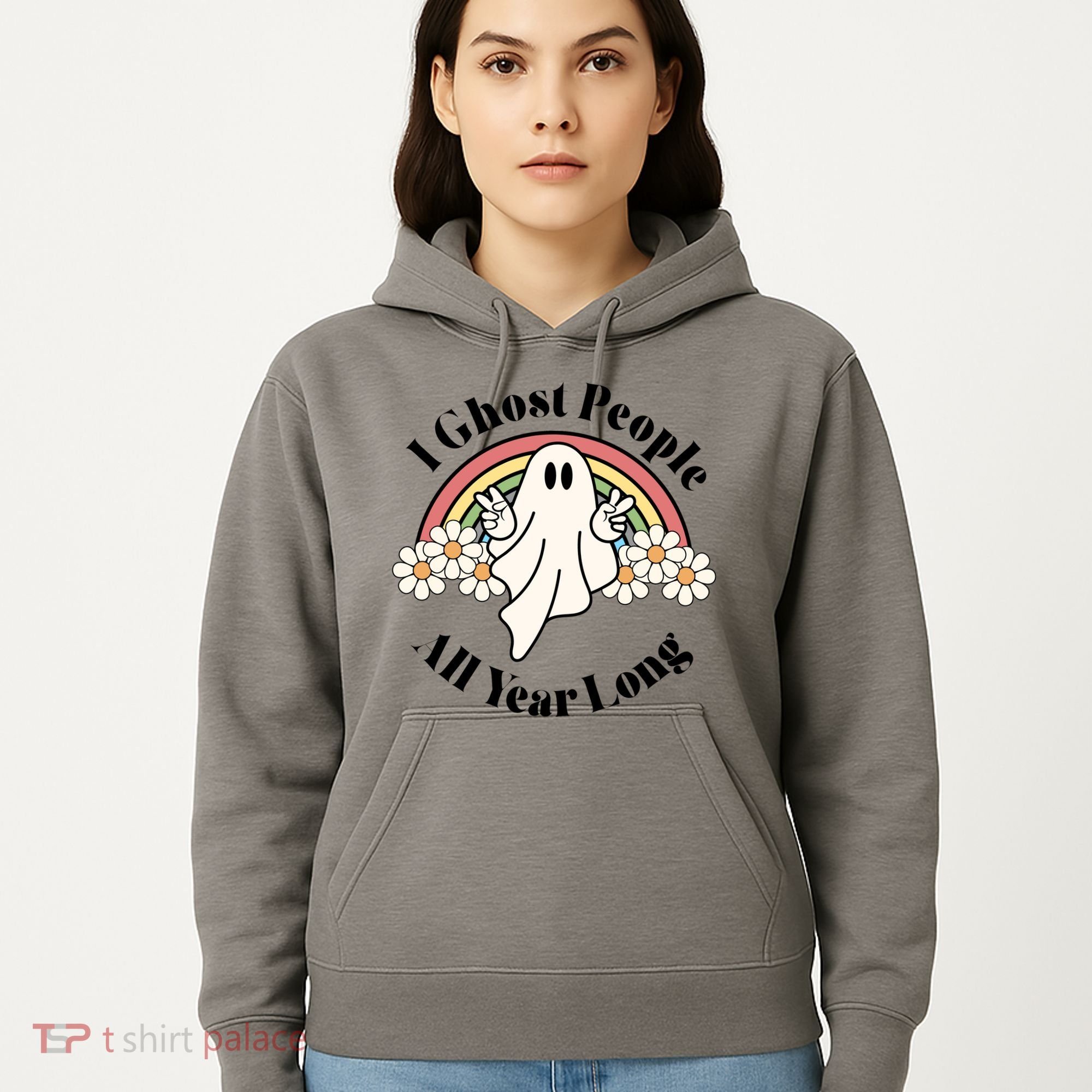 I Ghost People All Year Long Halloween Rainbow Hoodie