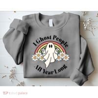 I Ghost People All Year Long Halloween Rainbow Sweatshirt thumb 2