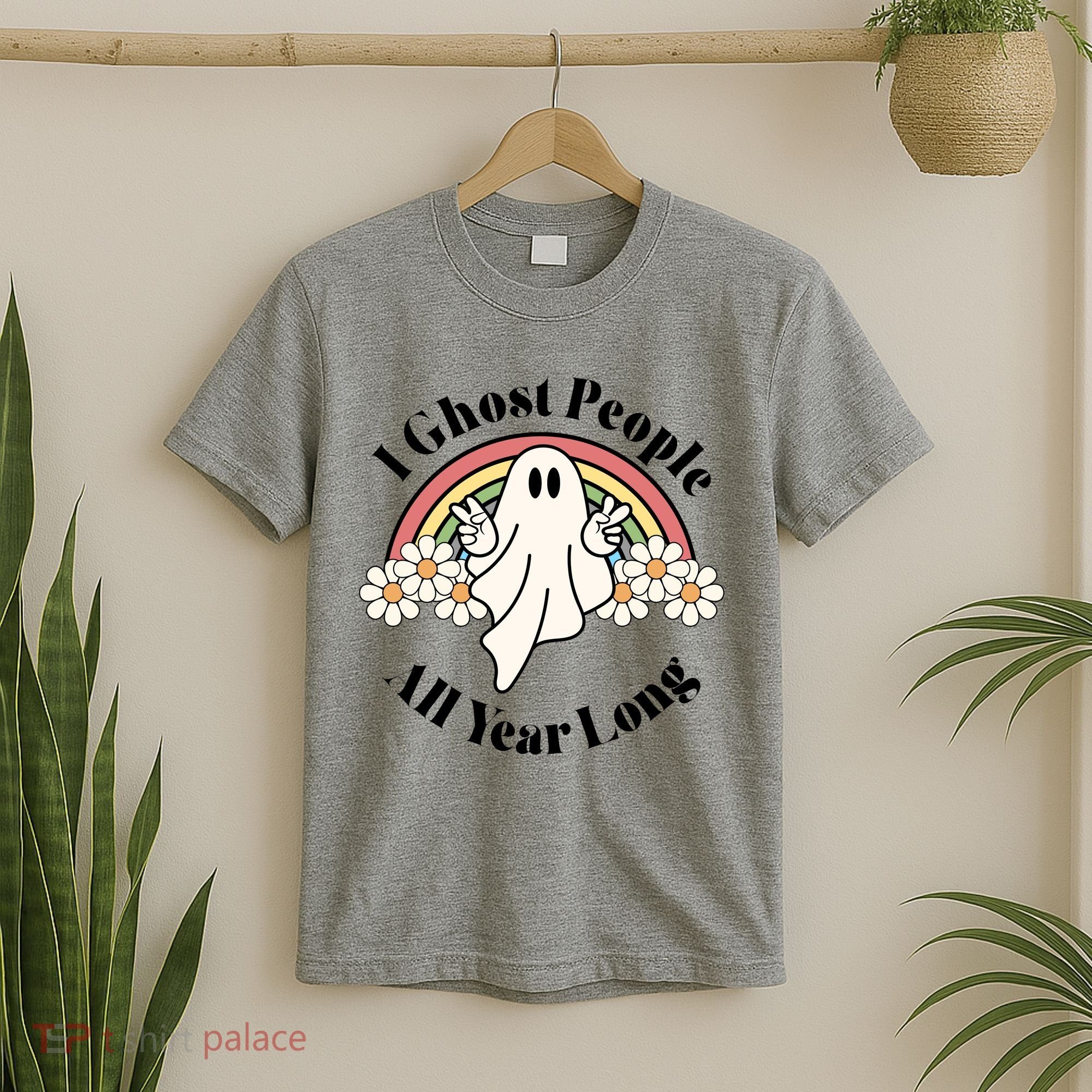 I Ghost People All Year Long Halloween Rainbow T-Shirt