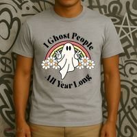 I Ghost People All Year Long Halloween Rainbow T-Shirt thumb 3