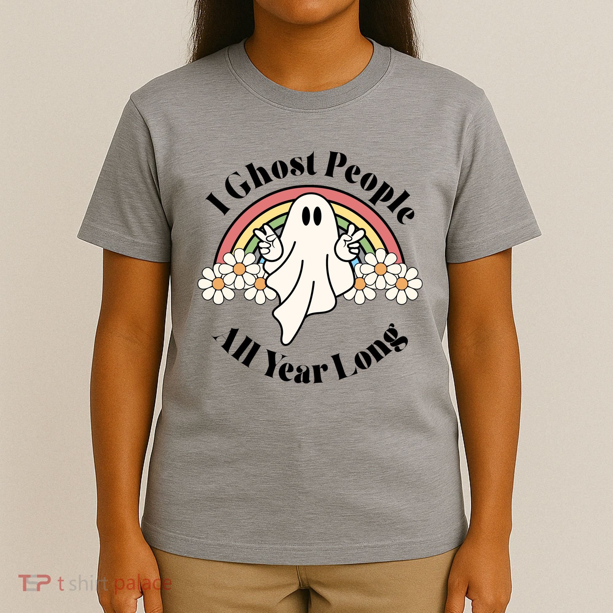 I Ghost People All Year Long Halloween Rainbow T-Shirt