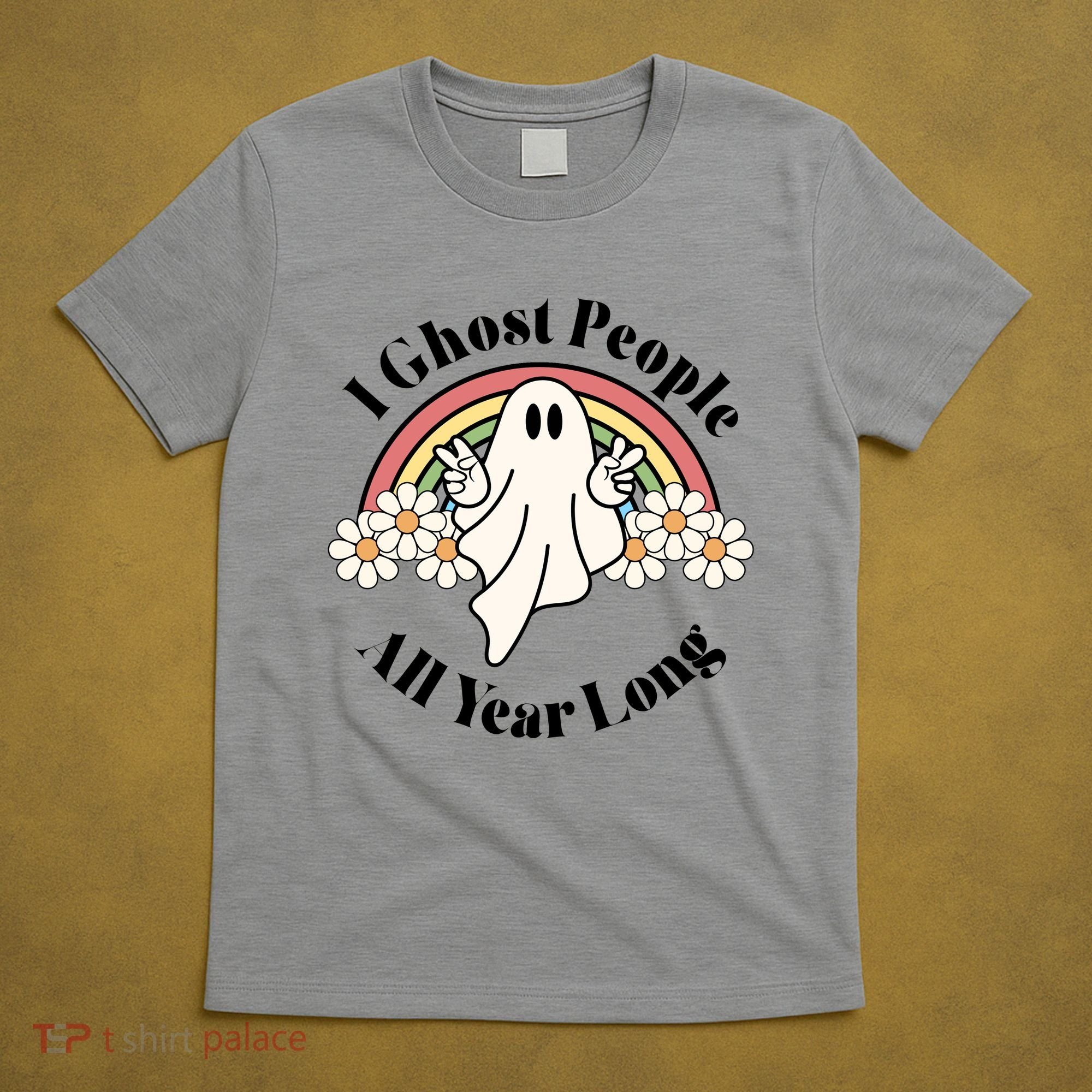 I Ghost People All Year Long Halloween Rainbow T-Shirt