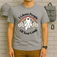I Ghost People All Year Long Halloween Rainbow T-Shirt thumb 6