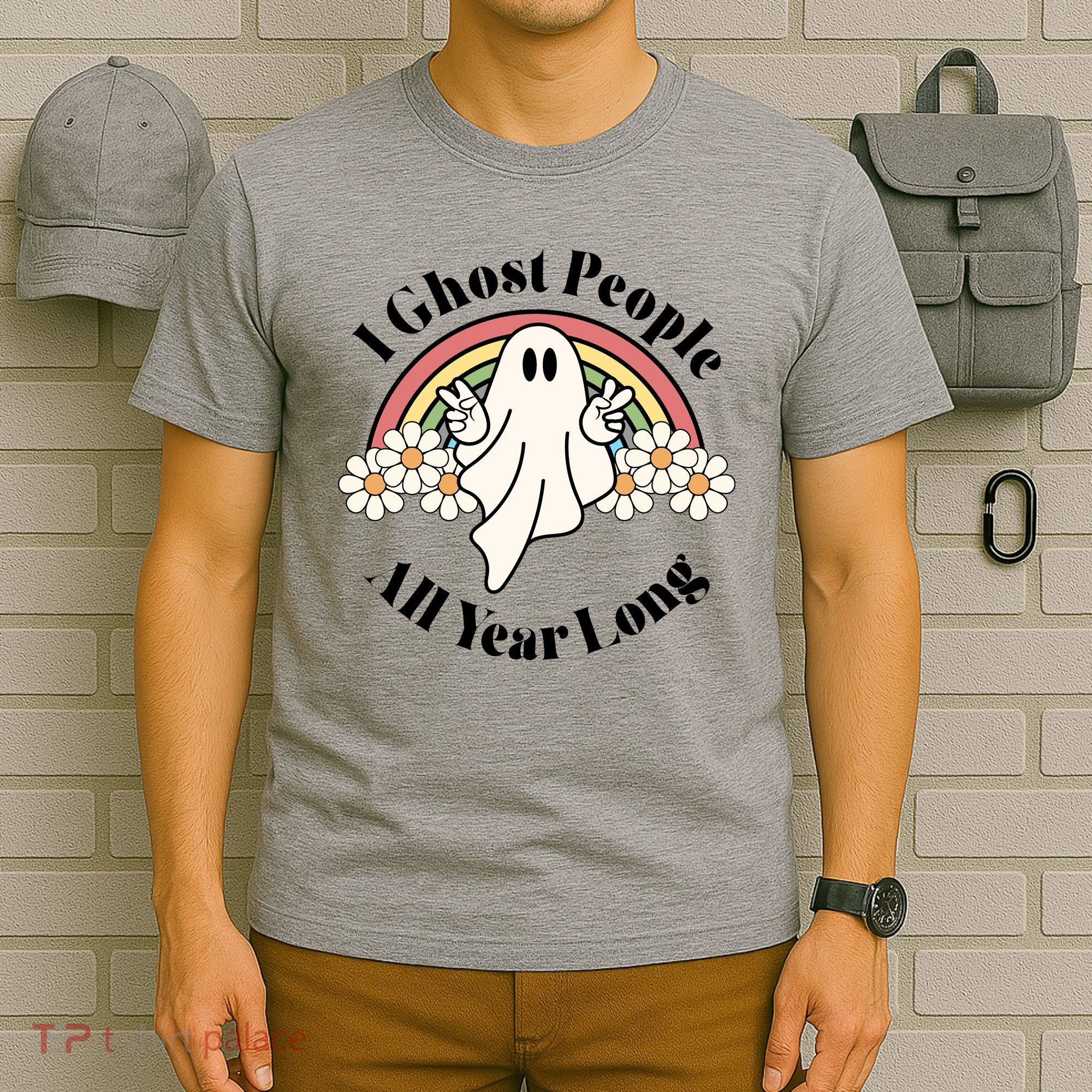 I Ghost People All Year Long Halloween Rainbow T-Shirt