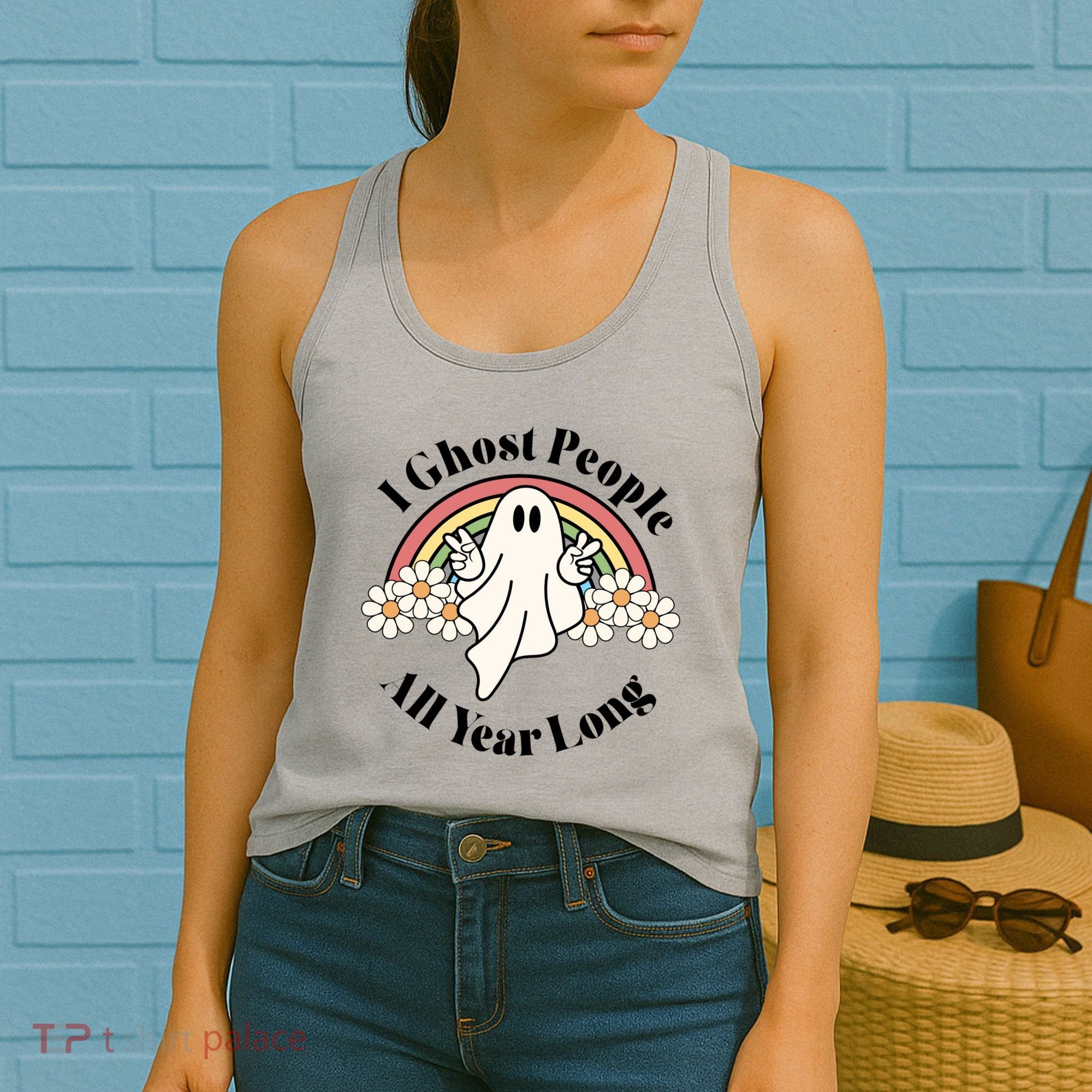 I Ghost People All Year Long Halloween Rainbow Women's Tank Top