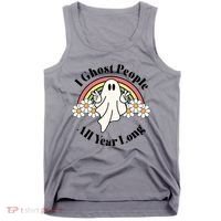 I Ghost People All Year Long Halloween Rainbow Tank Top thumb 0