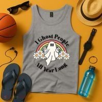 I Ghost People All Year Long Halloween Rainbow Tank Top thumb 4