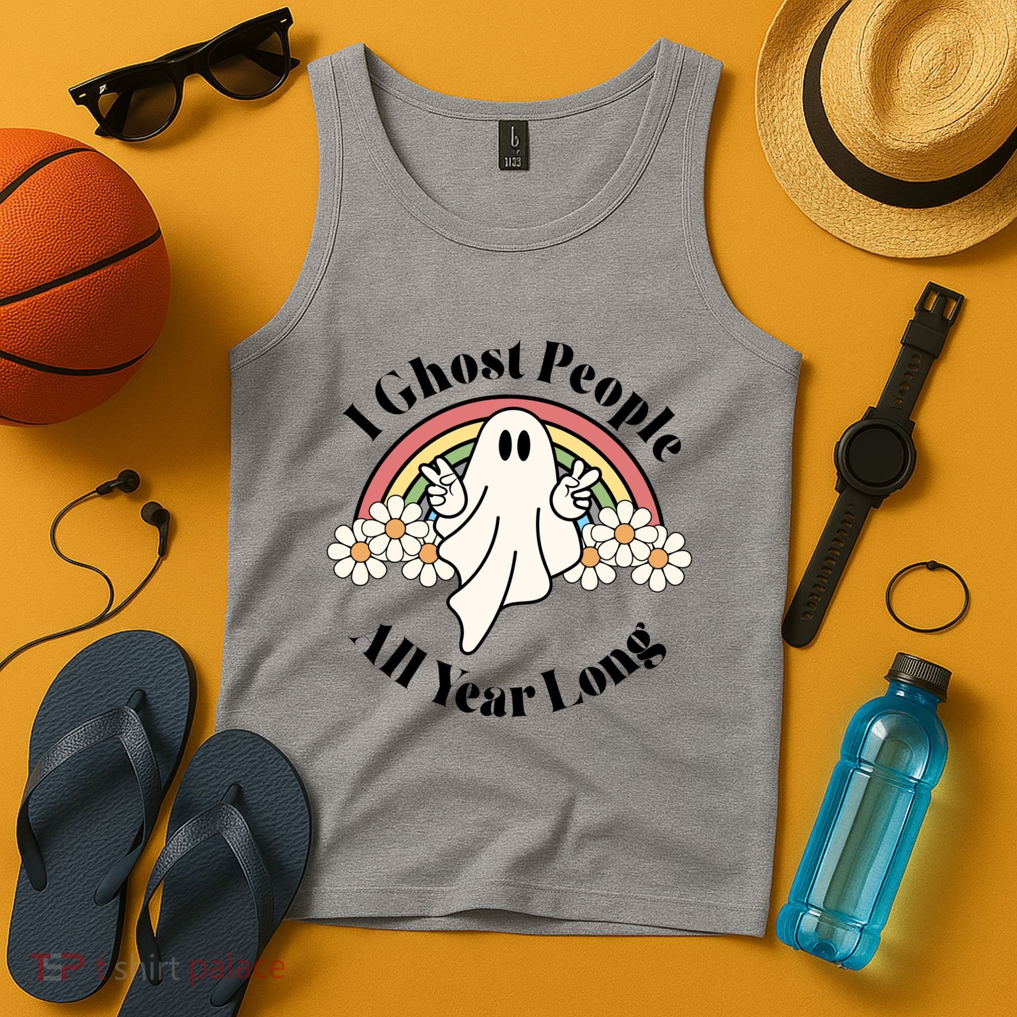 I Ghost People All Year Long Halloween Rainbow Tank Top