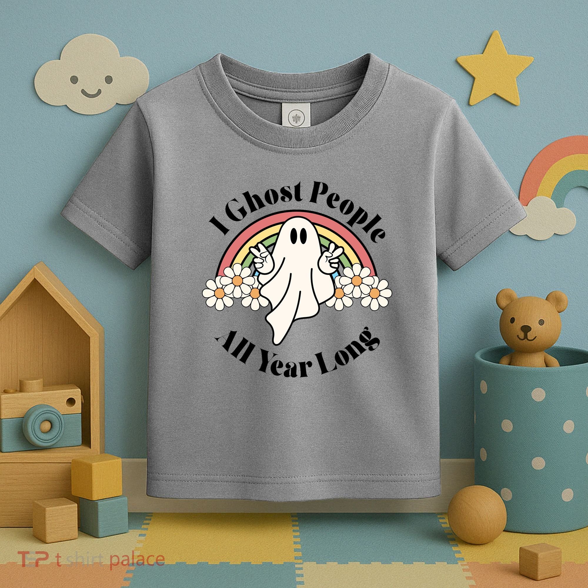 I Ghost People All Year Long Halloween Rainbow Toddler T-Shirt