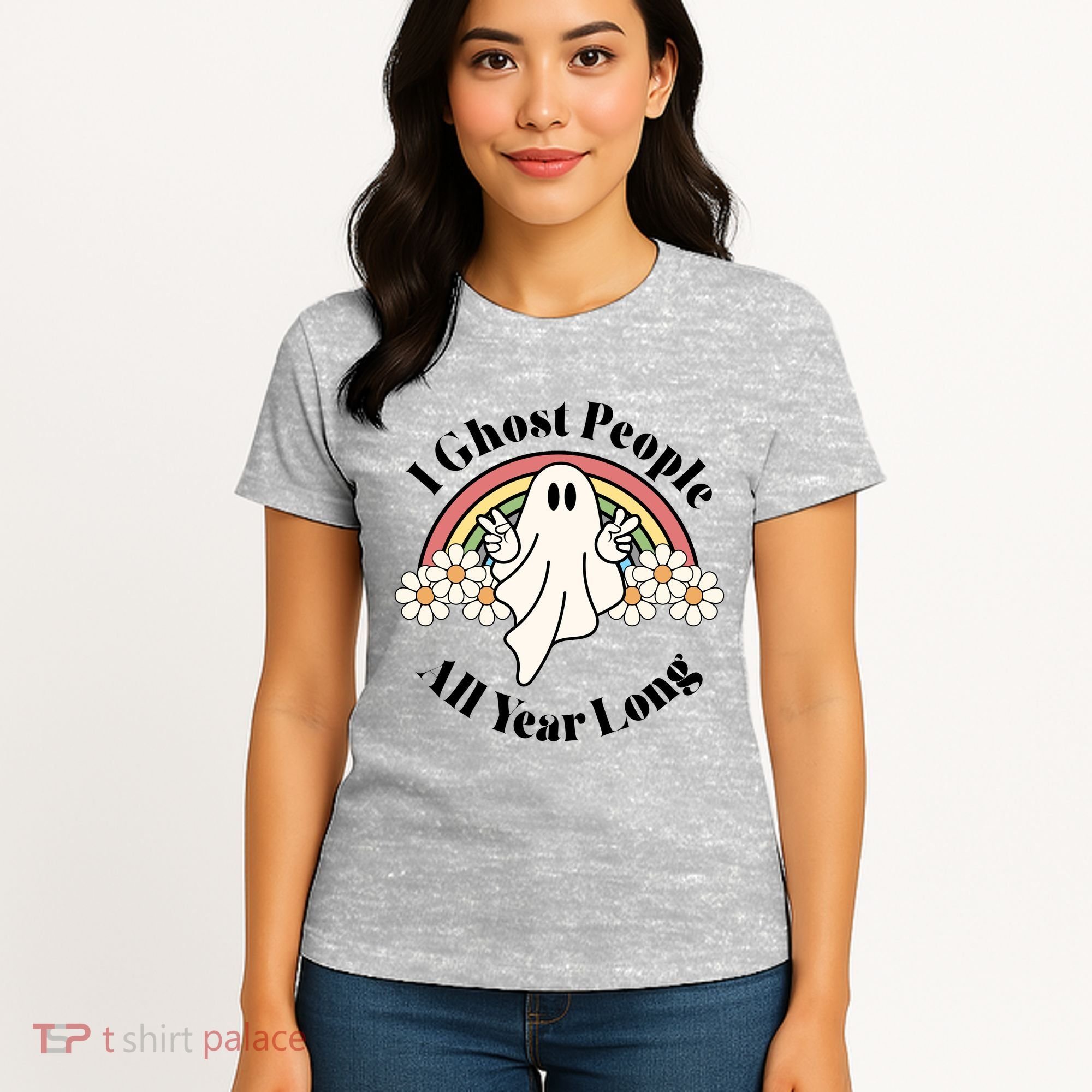 I Ghost People All Year Long Halloween Rainbow Women's T-Shirt