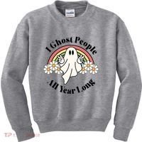 I Ghost People All Year Long Halloween Rainbow Kids Sweatshirt thumb 0