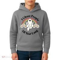 I Ghost People All Year Long Halloween Rainbow Kids Hoodie thumb 4