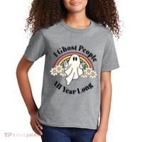I Ghost People All Year Long Halloween Rainbow Kids T-Shirt thumb 2