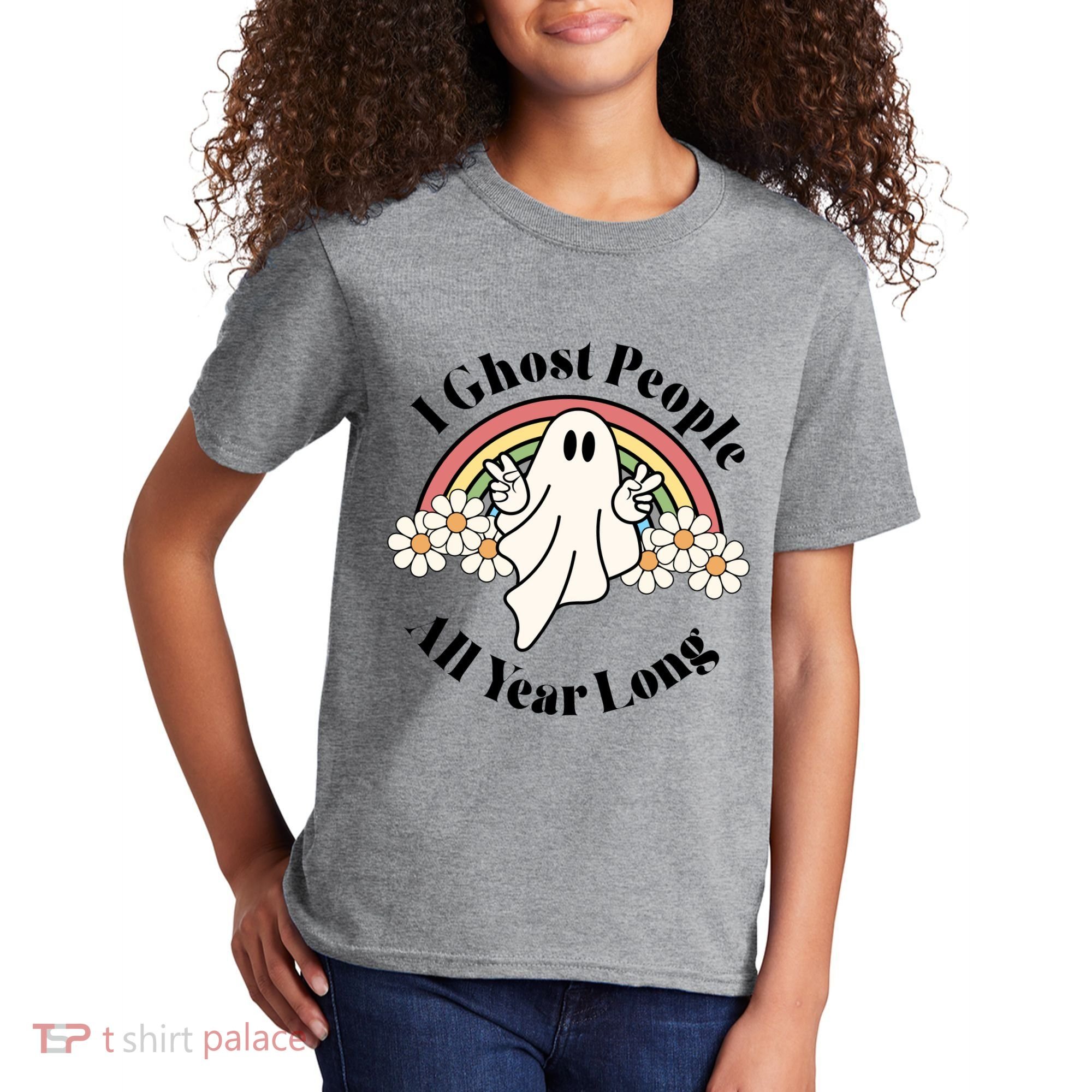 I Ghost People All Year Long Halloween Rainbow Kids T-Shirt