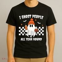 I Ghost People All Year Round Halloween Funny T-Shirt thumb 3
