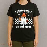 I Ghost People All Year Round Halloween Funny T-Shirt thumb 4