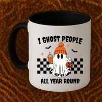 I Ghost People All Year Round Halloween Funny Coffee Mug thumb 2
