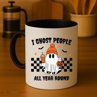 I Ghost People All Year Round Halloween Funny Coffee Mug thumb 4