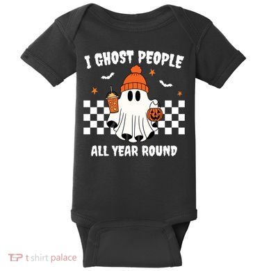 I Ghost People All Year Round Halloween Funny Baby Bodysuit