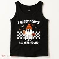 I Ghost People All Year Round Halloween Funny Tank Top thumb 2