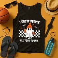 I Ghost People All Year Round Halloween Funny Tank Top thumb 4