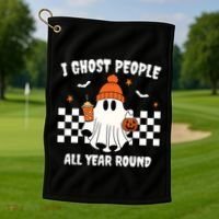I Ghost People All Year Round Halloween Funny Golf Towel thumb 1