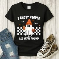 I Ghost People All Year Round Halloween Funny Women's T-Shirt thumb 3